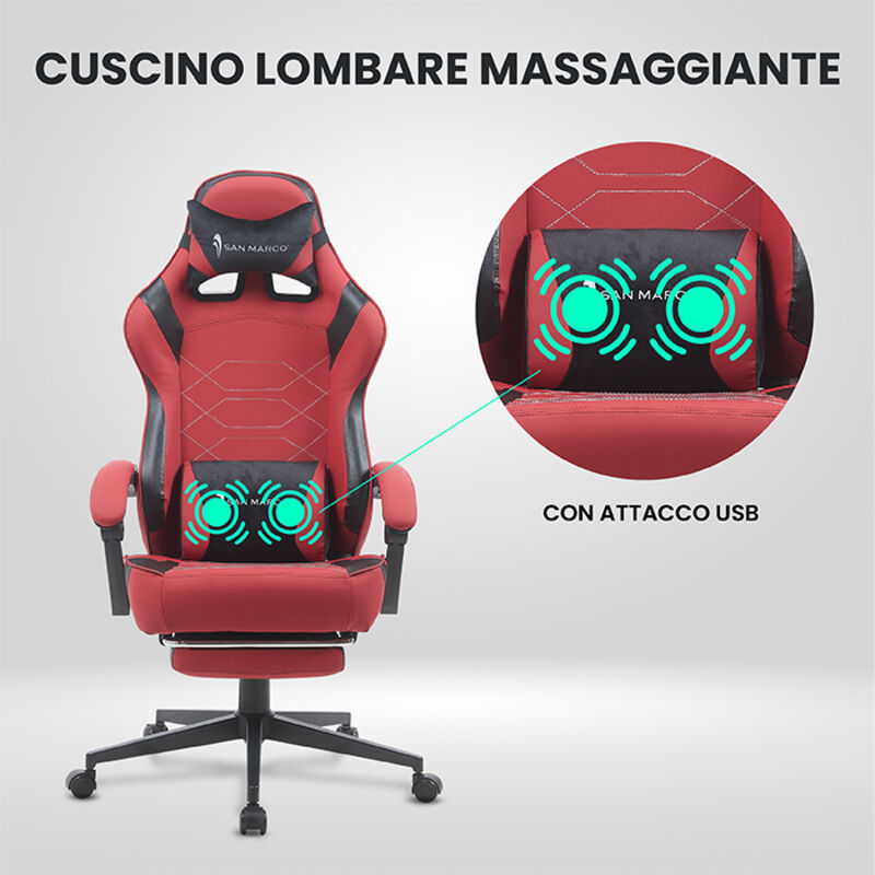 Giosedio Sedia da ufficio ergonomica da gioco GPX con poggiatesta e