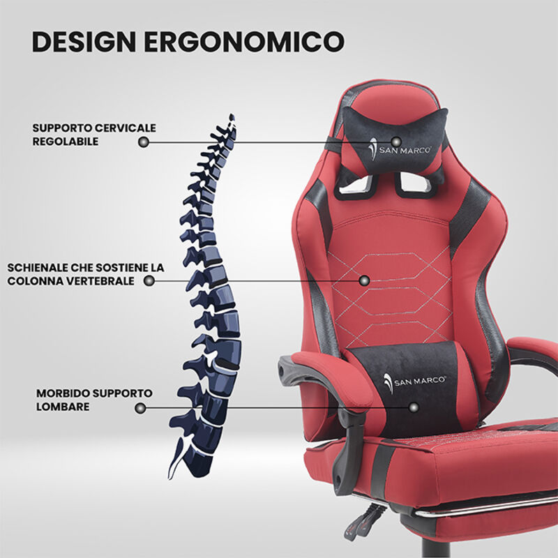 Marsail Sedia da ufficio ergonomica con poggiatesta 3D e supporto