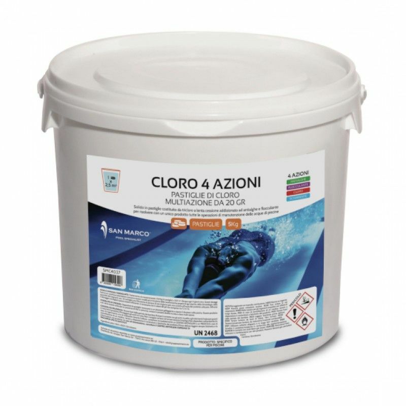 Cloro 8 Funzioni Per Piscina Pastiglie Da 200 Gr - 1,4 kg Ale8 P200