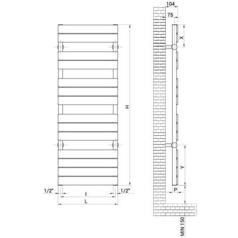 Termoarredo bagno Ducale Plus bianco a piastre  750x500 mm
