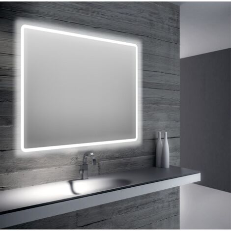 Specchio da bagno retroilluminato a led sul perimetro da 90x75 cm  Specchio con luce