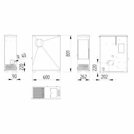 Stufa a pellet slim bordeaux Split 5 da 5,10 kw