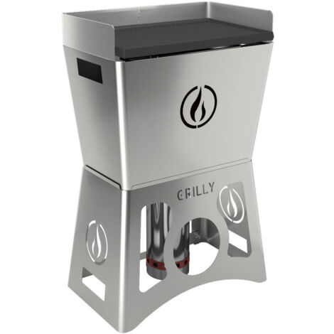 Barbecue a pellet Grilly inox con piastra in ghisa