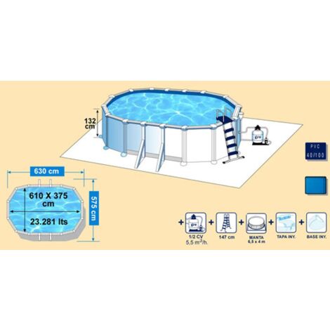Piscina fuori terra Gre Haiti 610x375x132 cm
