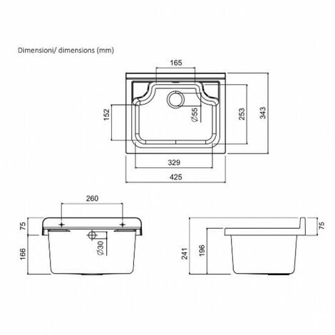 Lavatoio Resina Monoblocco Cm 59X41