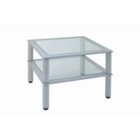 Tavolino da ufficio quadrato 60x60 cm ripiani in vetro