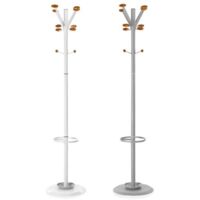 Appendiabiti da terra verniciato Giselle con ganci per le borse bianco con accessori ciliegio