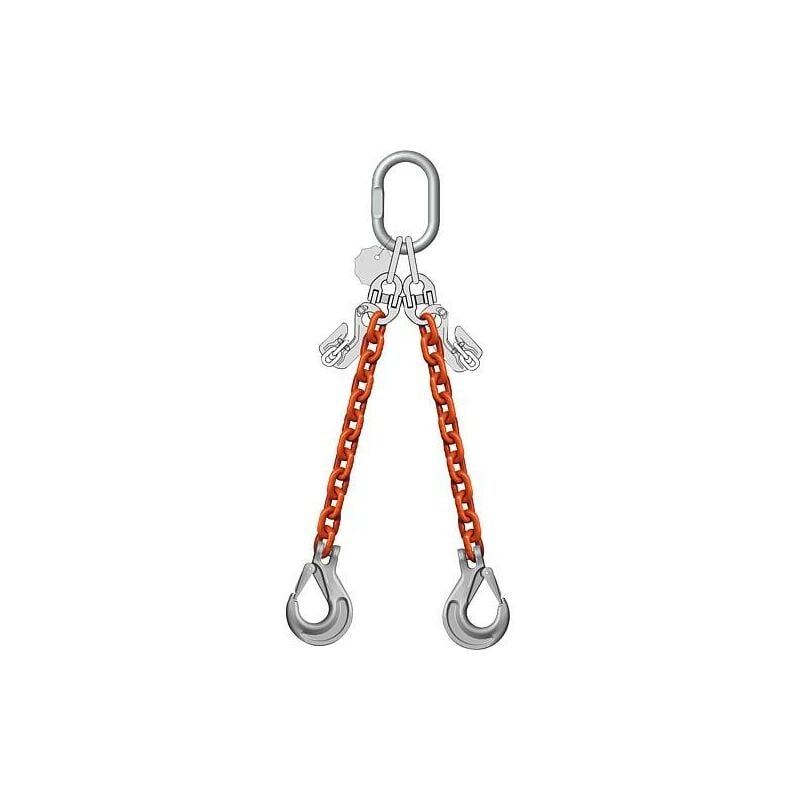Chaîne de butée 2 brins, 2,0/1,4 t, 6 mm longueur 4 m