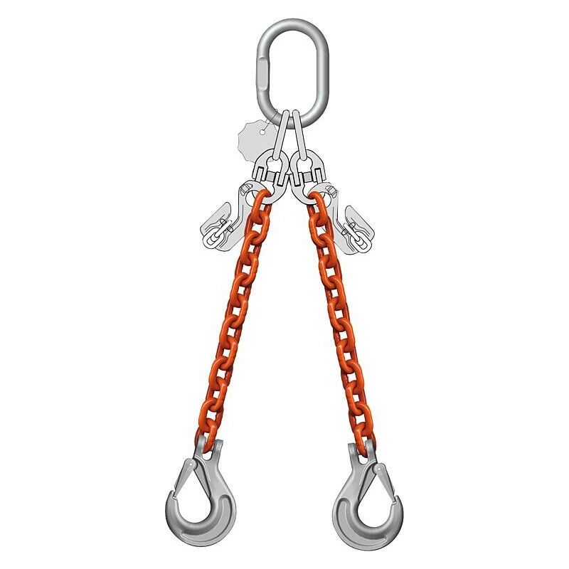 Chaîne de butée 2 brin, 2,0/1,4 t, 6 mm longueur 2 m