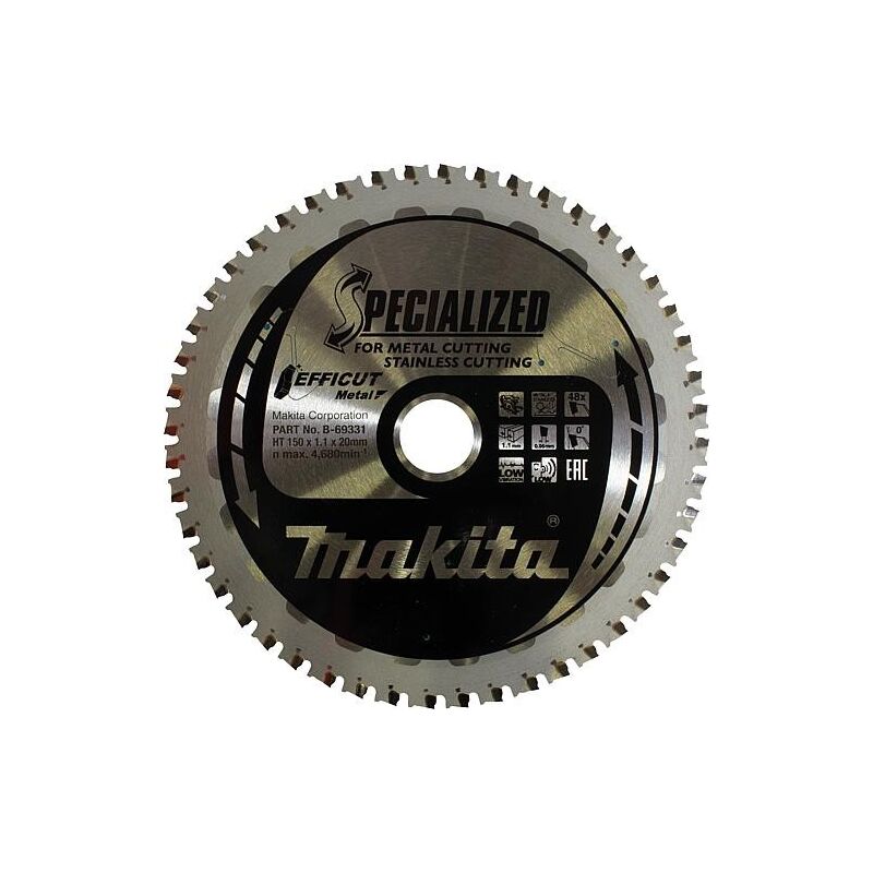 Makita Zaagblad Efficut metaal, aluminium voor accu-metalen handcirkelzagen (150 x 1,1 x 20 mm, 48 tanden) B-69331 meerkleurig Makita Zaagblad Efficut metaal, aluminium voor accu-metalen handcirkelzagen (150 x 1,1 x 20 mm, 48 tanden) B-69331 meerkleurig