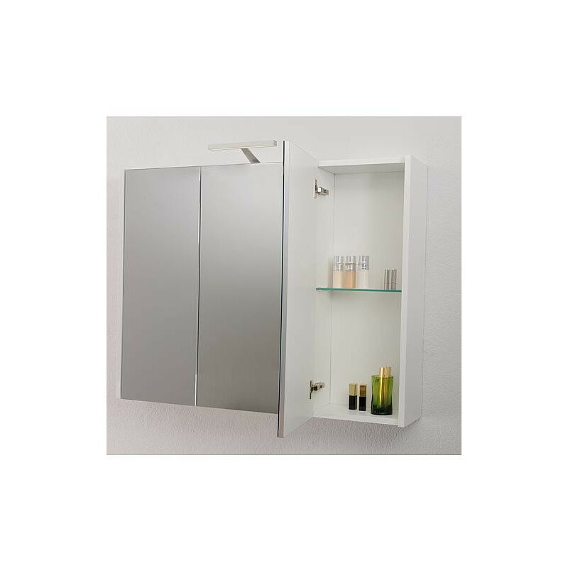 Armoire 3 portes coulissantes et 1 tringle avec miroir Hoteo L120cm Chêne  clair