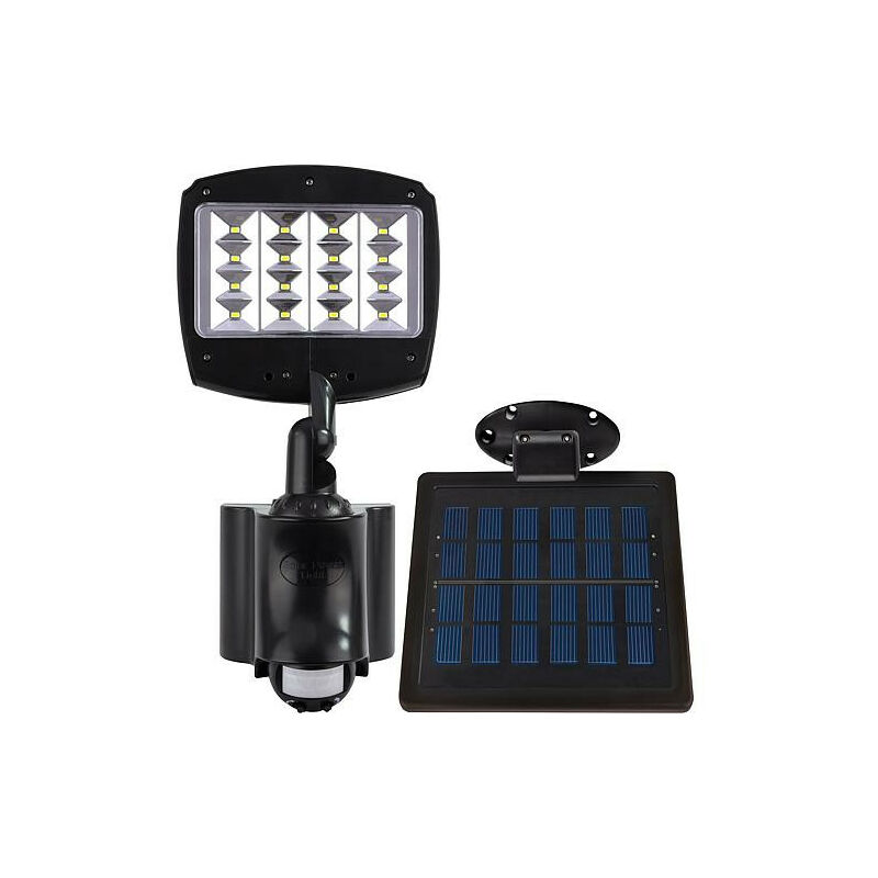 Projecteur extérieur solaire LED détecteur de mouvement, noir, IP44