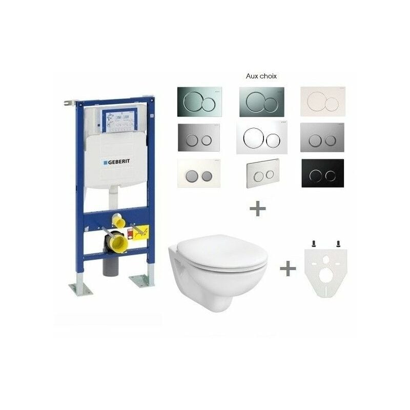 Banio pack WC suspendu design avec abattant softclose or et plaque de  commande or