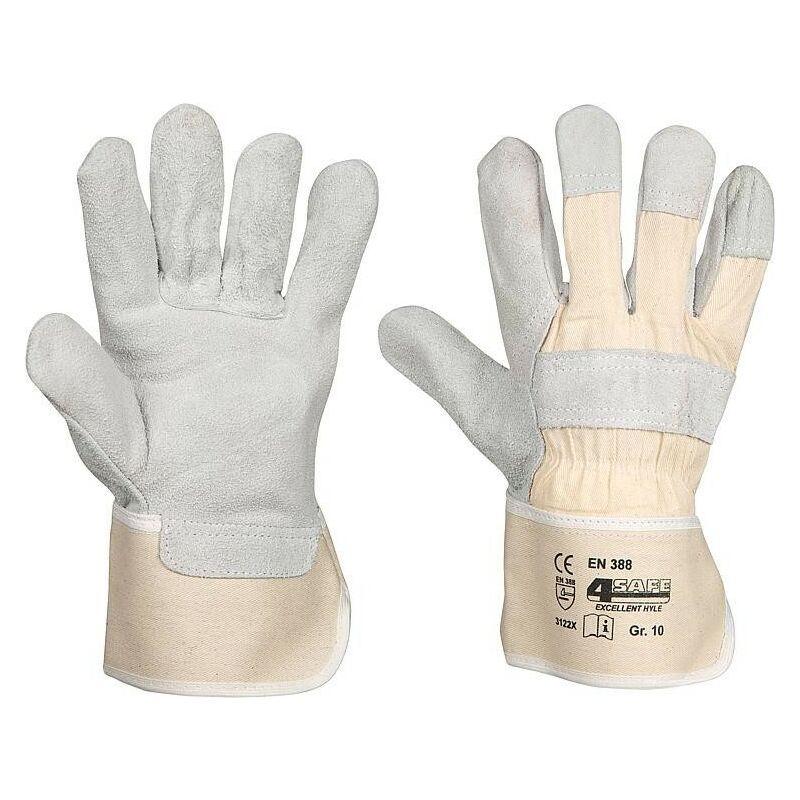 Gants De Travail En Cuir De Vachette DONAU SAFETY - Taille XL 10.5, Gris/jaune, Robustes