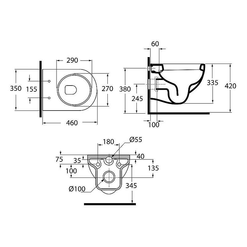 Pack Bati support Geberit et WC suspendu MINI NUVOLA - Banyo