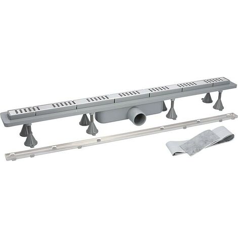 Bonde de douche Basicflow, longueur 800mm avec film d'étanchéité 1000x250mm 2x grille inclus (1/5)