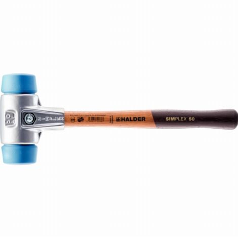 Marteau de protection SIMPLEX Halder avec boîtier en aluminium et manche en bois, TPE-Soft, Ø 60 mm (1/2)