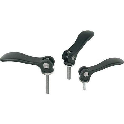 Levier excentrique réglable M10x50 – Matériau en fonte d'aluminium – Finition noir peint par poudrage – Pour boulonnage Nirosta – Kipp (1/2)