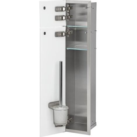 Caisson WC mural Flat 2 portes vitrées noires l x h : 178x825 mm butée gauche (1/5)