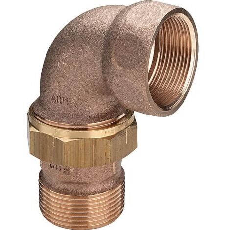 Raccord à vis coudé en bronze type 3088 à joint plat ixa DN15 (1/2") (1/2)