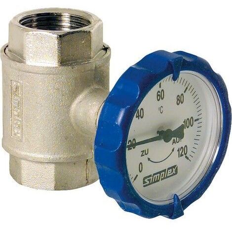 Robinet a boisseau spherique type M thermometre integre Ø 63 mm rond 1" ---bleu---" (1/2)