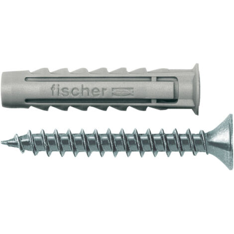 Fischer – Cheville à expansion pour béton et briques – Longueur 40mm – Pack de 50 pièces – Plastique avec vis acier galvanisé - SX 840 S