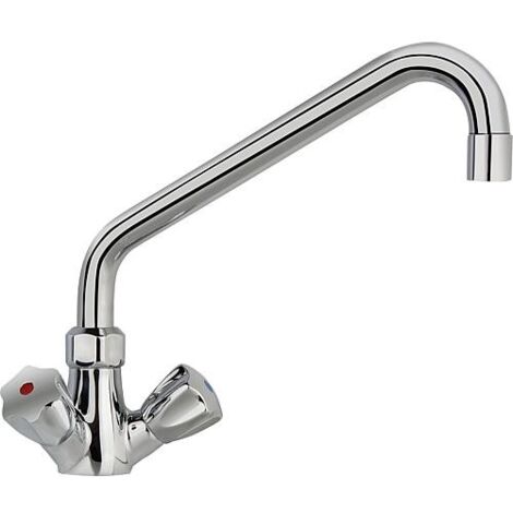 Mitigeur d’évier à deux poignées KWC Gastro cuisine professionnelle bec orientable, déport 300 mm, chromé (1/2)