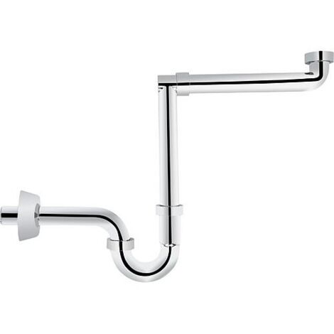 Siphon gain de place pour lavabo DN32 (1 1/4")x32mm, plastique chromé
