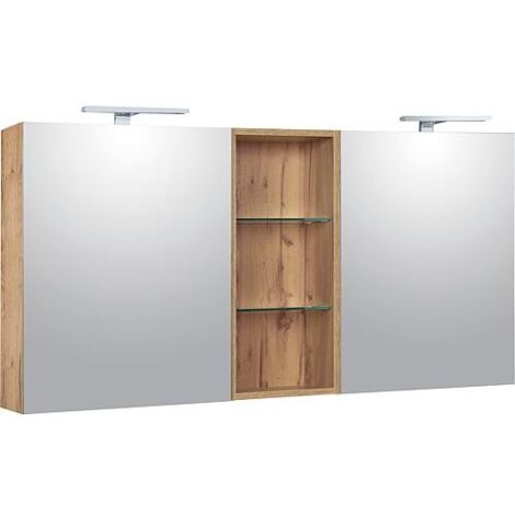 Armoires à glace Lossa avec appliques LED Chêne noueux Cortina avec élément supérieur ouvert largeur 1550mm (1/5)