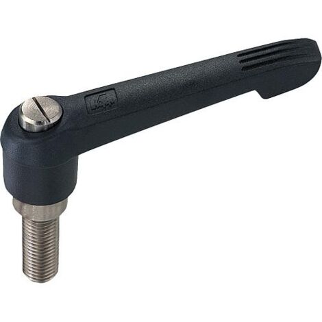 Levier de serrage avec Filetage mâle M 6 x 20 Niro / poignee en plastique , (1/3)
