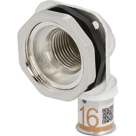 Coude de raccordement S-Sertir PLUS Uponor plat Ø16mm-DN15 (1/2") FF (1/2)