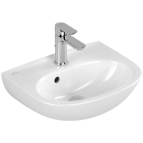 Villeroy & Boch O.novo - Lave-mains 45x36 mm, avec trop-plein, avec trou pour robinetterie, blanc alpin 43404501 (1/3)