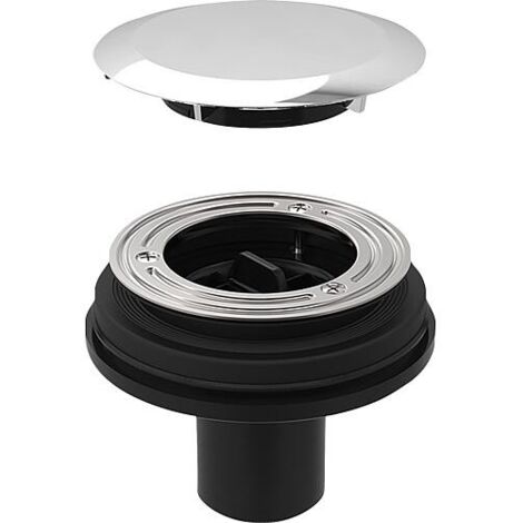 Geberit – Écoulement receveur de douche Ø90 avec couvercle chromé brillant – Installation sans siphon – Compatible avec évacuation 90 mm – Plastique durable