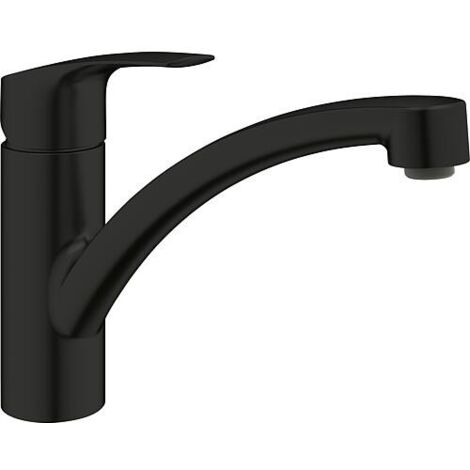 Robinet mural de cuisine monocommande noir mat – Bec orientable 140° – Hauteur 180 mm – Débit 11 l/min – GROHE SilkMove®