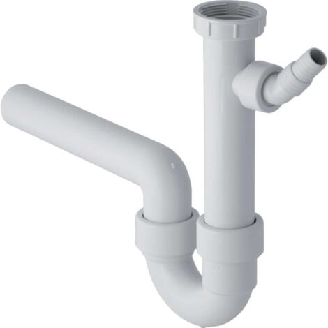 Geberit – Siphon évier DN50 – Embout tuyau 19-23 mm inclus – Plastique blanc – Raccordement à l'évacuation coulissant