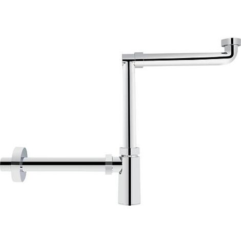 Siphon gain de place pour lavabo DN32 (1 1/4")x32mm, plastique chromé