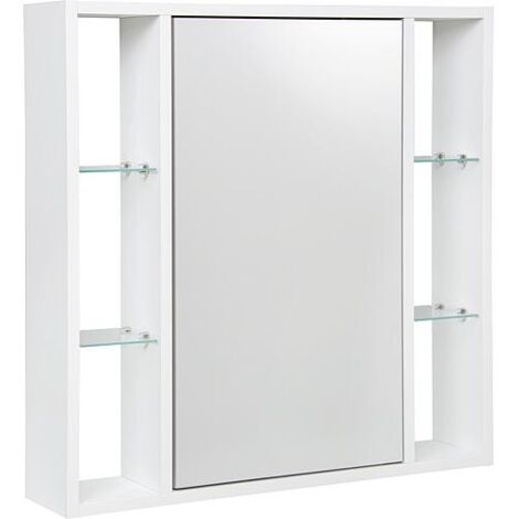 Armoire à glace Lucky avec côtés ouverts et 1 porte, avec E-Box, frêne blanc, 740x750x160mm (1/5)