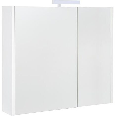 Armoire à glace Akira avec éclairage LED, 2 portes, frêne blanc, 800x700x155mm (1/5)