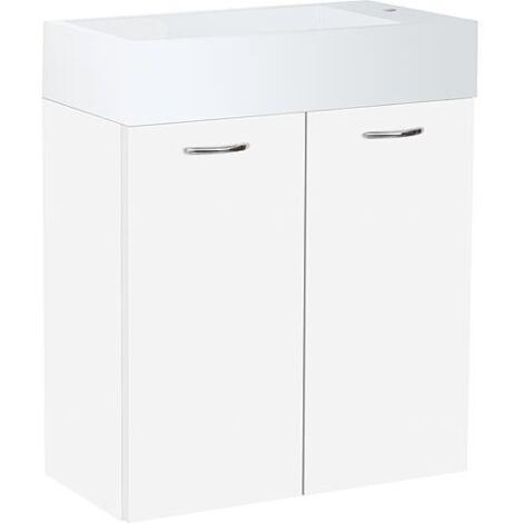 Meuble sous-vasque + vasque en fonte minérale ENISAR blanc mat (1/3)