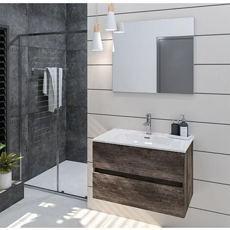 Kits de meubles de salle de bain Kora 2 tiroirs Château chêne largeur 805 mm (1/5)