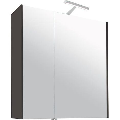 Armoire à glace avec éclairage anthracite mat 2 portes 700x750x188mm (1/5)