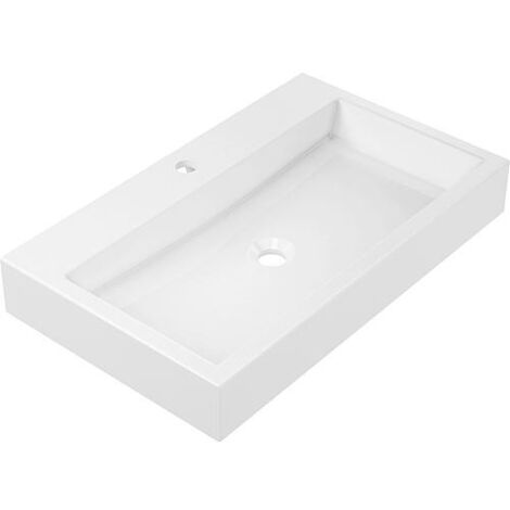 Lavabo Design JULIA lxhxp: 700x100x420 mm fonte minérale blanc (1/3)