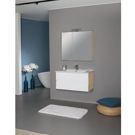 Ensemble de meubles de salle de bains EGAN Série MAF blanc mat / chêne cendré (1/5)