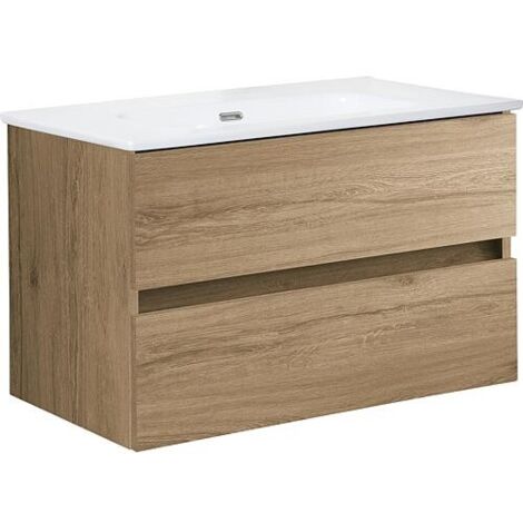 Kits de meubles de salle de bain Kora 2 tiroirs Nabucco chêne largeur 805 mm (1/5)