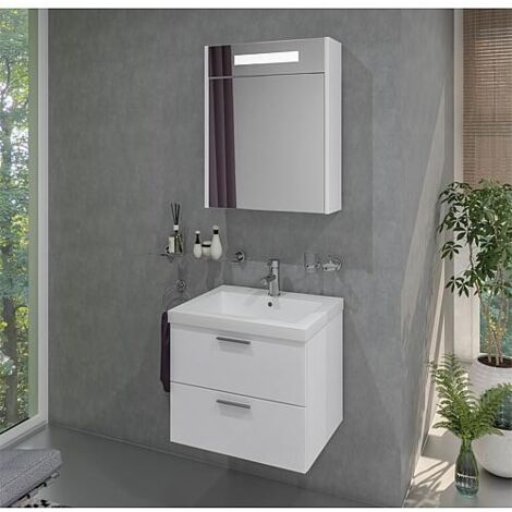 Ensemble de meubles de salle de bains EKRY série MBK blanc mat 2 tiroirs (1/5)