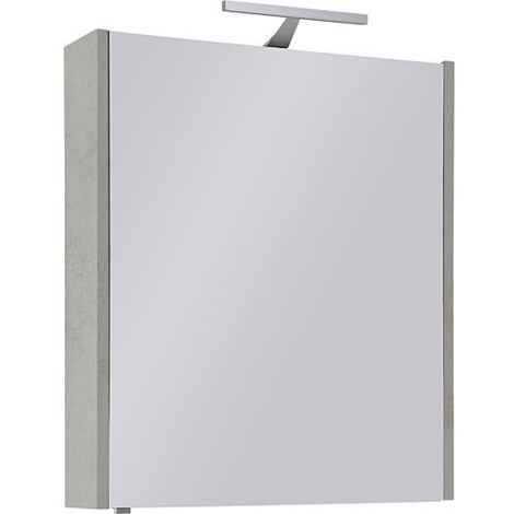 Armoire à glace avec éclairage chêne gris décor pierre 1 porte 600x750x188mm (1/4)