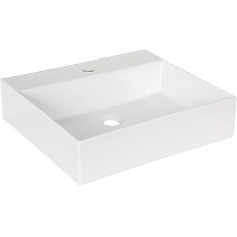 Vasque Elayla avec trou de robinet en céramique, blanc 500x130x450 mm (1/3)