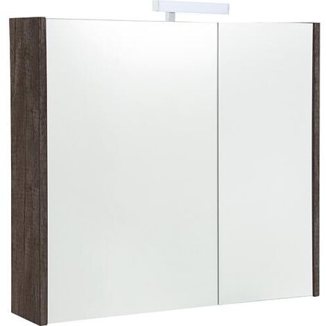 Armoire à glace Akira avec éclairage LED, 2 portes, chêne Chateau, 800x700x155mm (1/5)