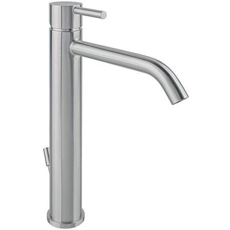 Mitigeur de lavabo Inox Round Saillie 180 mm inox mat avec bonde à tirette (1/3)