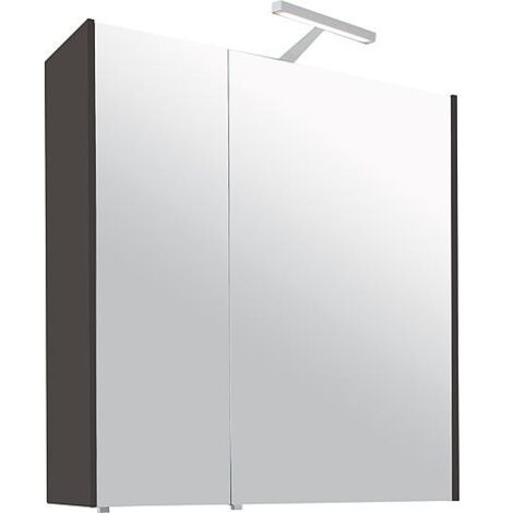 Armoire à glace avec éclairage anthracite brillant 2 portes 700x750x188mm (1/5)